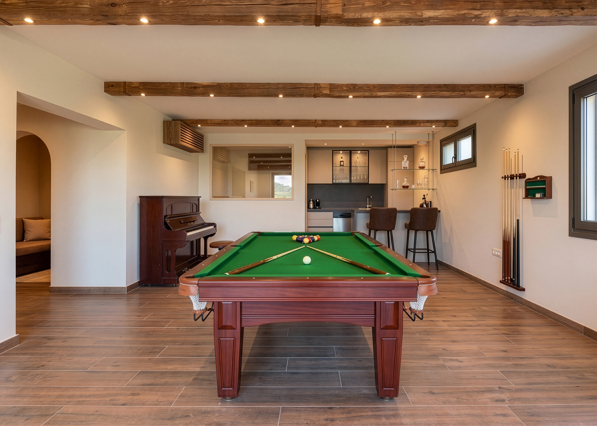 playroom with a biliard